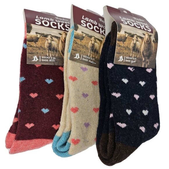 Women's Lamb Wool Socks, Warm Winter Boot Crew Ladies Socks,  3-Pack, NEW - Picture 1 of 4